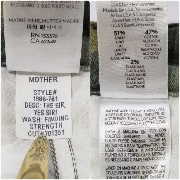 NWT Mother The Sir Yes Sir Camo Cargo Pants in Finding Strength Size 25, 26 $295